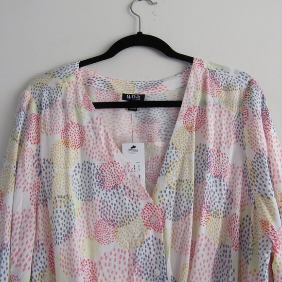 ANA Women's Abstract Print Surplice Top XL Tall Multicolor Boho Maximalist - Picture 2 of 10